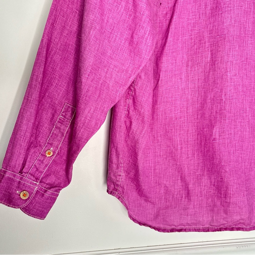 Tommy Bahama Men's 100% Linen Casual Purple Button Down Shirt Size Large - Picture 15 of 16